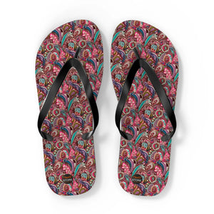 Pink Paisley Unisex Flip Flops - Summer Eva Sole - Dipaliz - Slippers