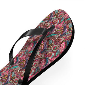 Pink Paisley Unisex Flip Flops - Summer Eva Sole - Dipaliz - Slippers