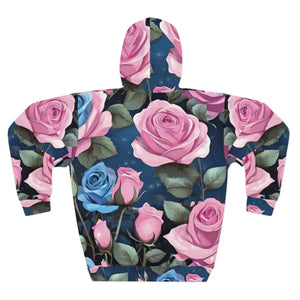 Floral Aop Unisex Pullover Hoodie - Pink Rose Design - Dipaliz - Hoodies