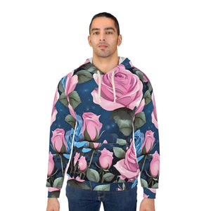 Floral Aop Unisex Pullover Hoodie - Pink Rose Design - Dipaliz - Hoodies