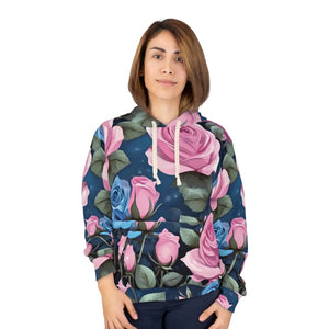 Floral Aop Unisex Pullover Hoodie - Pink Rose Design - Dipaliz - Hoodies