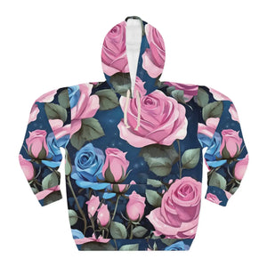 Floral Aop Unisex Pullover Hoodie - Pink Rose Design - Dipaliz - Hoodies