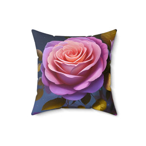 Pink Roses Flower Pillow – Spun Polyester Square - Dipaliz - Throw Pillows