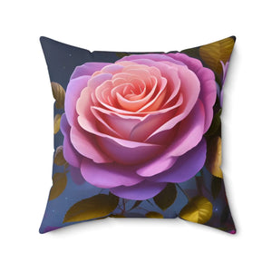 Pink Roses Flower Pillow – Spun Polyester Square - Dipaliz - Throw Pillows