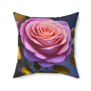 Pink Roses Flower Pillow – Spun Polyester Square - Dipaliz - Throw Pillows