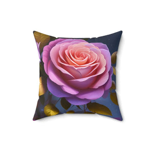 Pink Roses Flower Pillow – Spun Polyester Square - Dipaliz - Throw Pillows