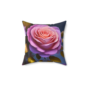 Pink Roses Flower Pillow – Spun Polyester Square - Dipaliz - Throw Pillows