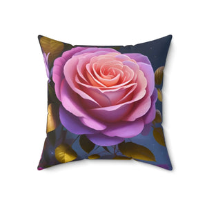 Pink Roses Flower Pillow – Spun Polyester Square - Dipaliz - Throw Pillows