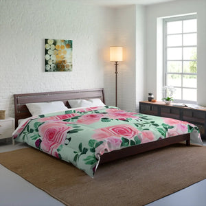 Soft Pink Roses Pattern Blanket - Cozy Bedding - Dipaliz - Quilts & Comforters