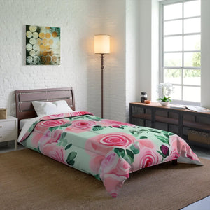 Soft Pink Roses Pattern Blanket - Cozy Bedding - Dipaliz - Quilts & Comforters