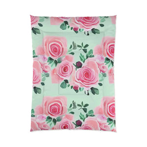 Soft Pink Roses Pattern Blanket - Cozy Bedding - Dipaliz - Quilts & Comforters