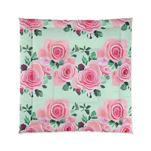Soft Pink Roses Pattern Blanket - Cozy Bedding - Dipaliz - Quilts & Comforters