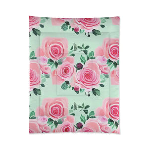 Soft Pink Roses Pattern Blanket - Cozy Bedding - Dipaliz - Quilts & Comforters