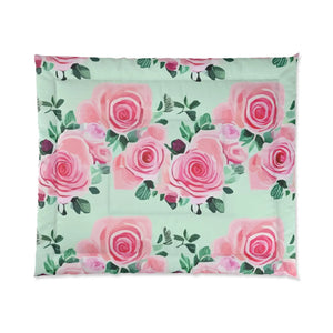 Soft Pink Roses Pattern Blanket - Cozy Bedding - Dipaliz - Quilts & Comforters