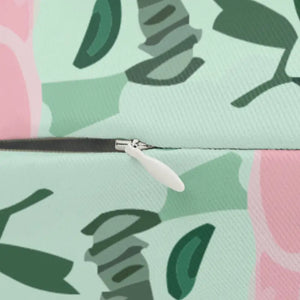 Spun Polyester Lumbar Pillow - Pink Roses Design - Dipaliz - 20’’ × 14’’ - Pillows