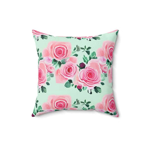 Pink Roses Throw Pillow – Polyester Square - Dipaliz - Pillows