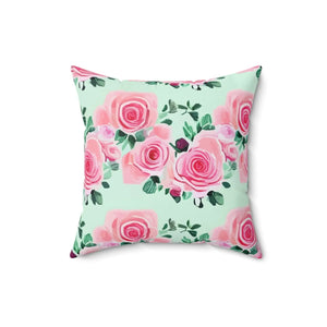 Pink Roses Throw Pillow – Polyester Square - Dipaliz - Pillows