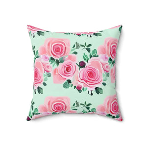 Pink Roses Throw Pillow – Polyester Square - Dipaliz - Pillows