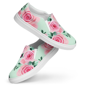 Chic Women’s Canvas Shoes - Pink Roses Pattern - Dipaliz - Sneakers