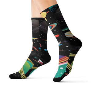 Vivid Planets Socks - Solar System Sublimation - Dipaliz