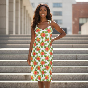 Dipaliz Poppy Garden Floral Midi Dress with Built-in Bra - Dresses - s