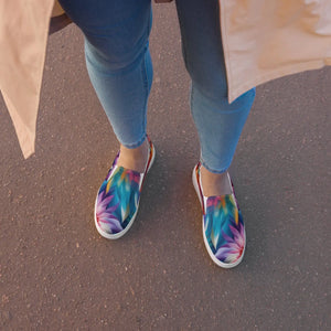 Vibrant Women’s Slip on Shoes - Psychedelic Large Flowers - Dipaliz - Sneakers