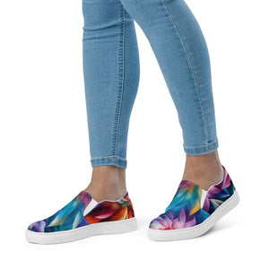 Vibrant Women’s Slip on Shoes - Psychedelic Large Flowers - Dipaliz - Sneakers