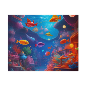 Vibrant Matte Canvas - Psychedelic Shoal Colorful Fish - Dipaliz - Posters Prints & Visual Artwork