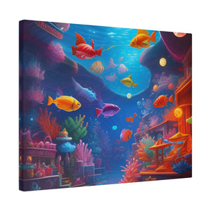 Vibrant Matte Canvas - Psychedelic Shoal Colorful Fish - Dipaliz - Posters Prints & Visual Artwork