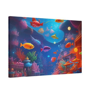 Vibrant Matte Canvas - Psychedelic Shoal Colorful Fish - Dipaliz - Posters Prints & Visual Artwork