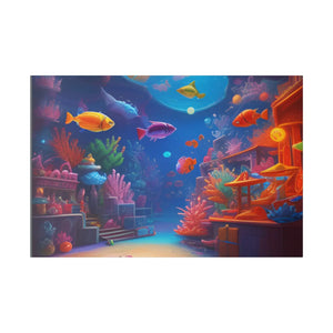Vibrant Matte Canvas - Psychedelic Shoal Colorful Fish - Dipaliz - Posters Prints & Visual Artwork