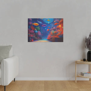 Vibrant Matte Canvas - Psychedelic Shoal Colorful Fish - Dipaliz - Posters Prints & Visual Artwork