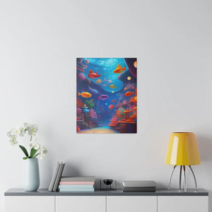 Vibrant Matte Canvas - Psychedelic Shoal Colorful Fish - Dipaliz - Posters Prints & Visual Artwork
