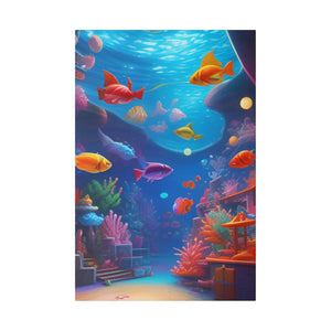 Vibrant Matte Canvas - Psychedelic Shoal Colorful Fish - Dipaliz - Posters Prints & Visual Artwork