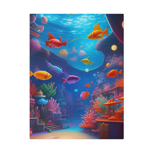 Vibrant Matte Canvas - Psychedelic Shoal Colorful Fish - Dipaliz - Posters Prints & Visual Artwork