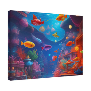 Vibrant Matte Canvas - Psychedelic Shoal Colorful Fish - Dipaliz - Posters Prints & Visual Artwork