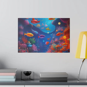 Vibrant Matte Canvas - Psychedelic Shoal Colorful Fish - Dipaliz - Posters Prints & Visual Artwork