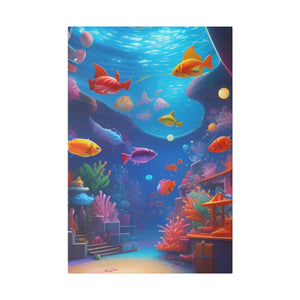 Vibrant Matte Canvas - Psychedelic Shoal Colorful Fish - Dipaliz - Posters Prints & Visual Artwork