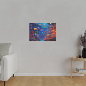 Vibrant Matte Canvas - Psychedelic Shoal Colorful Fish - Dipaliz - Posters Prints & Visual Artwork