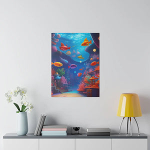 Vibrant Matte Canvas - Psychedelic Shoal Colorful Fish - Dipaliz - Posters Prints & Visual Artwork