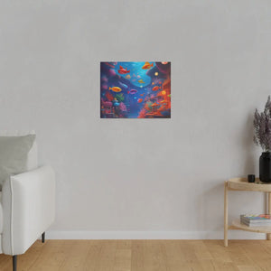 Vibrant Matte Canvas - Psychedelic Shoal Colorful Fish - Dipaliz - Posters Prints & Visual Artwork