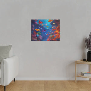 Vibrant Matte Canvas - Psychedelic Shoal Colorful Fish - Dipaliz - Posters Prints & Visual Artwork
