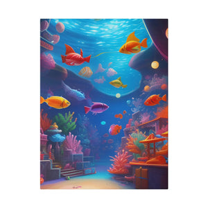 Vibrant Matte Canvas - Psychedelic Shoal Colorful Fish - Dipaliz - Posters Prints & Visual Artwork