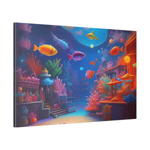 Vibrant Matte Canvas - Psychedelic Shoal Colorful Fish - Dipaliz - Posters Prints & Visual Artwork
