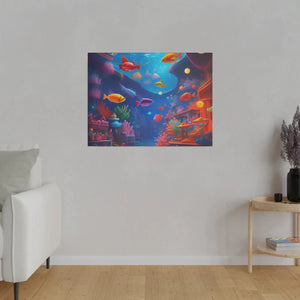 Vibrant Matte Canvas - Psychedelic Shoal Colorful Fish - Dipaliz - Posters Prints & Visual Artwork