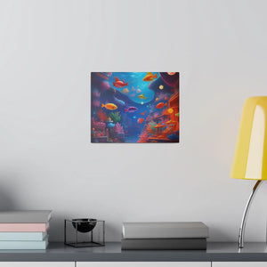 Vibrant Matte Canvas - Psychedelic Shoal Colorful Fish - Dipaliz - Posters Prints & Visual Artwork