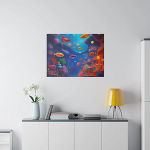 Vibrant Matte Canvas - Psychedelic Shoal Colorful Fish - Dipaliz - Posters Prints & Visual Artwork