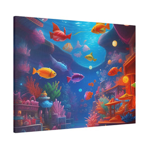 Vibrant Matte Canvas - Psychedelic Shoal Colorful Fish - Dipaliz - Posters Prints & Visual Artwork