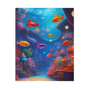 Vibrant Matte Canvas - Psychedelic Shoal Colorful Fish - Dipaliz - Posters Prints & Visual Artwork