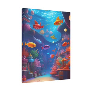 Vibrant Matte Canvas - Psychedelic Shoal Colorful Fish - Dipaliz - Posters Prints & Visual Artwork